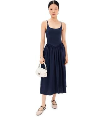 Le Bos Alix Mixed Fabric Tank Dress - Blue
