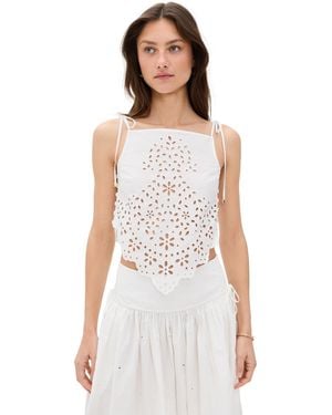 Self-Portrait Cotton Embroidered Top - White