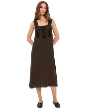 Madewell Lace Insert Tie Front Midi Dress - Black