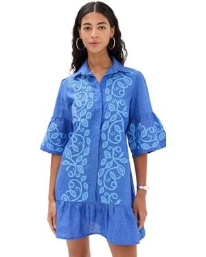 Temptation Positano Enza Embroidered Midi Dress - Blue
