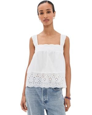 Playa Lucila Eyelet Tank - White