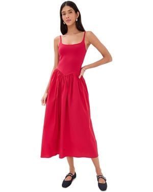Le Bos Alix Mixed Fabric Tank Dress - Red