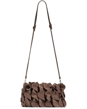 FARM Rio Suede Flower Clutch Bag - Brown