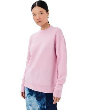 Tibi Boiled Wool Crewneck Easy Pullover - Pink