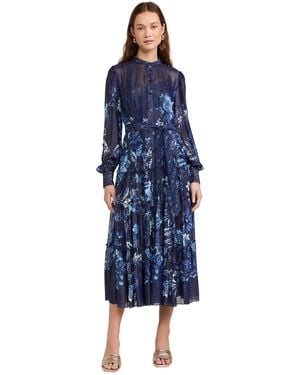 Hemant & Nandita Midi Dress With Tie Up - Blue