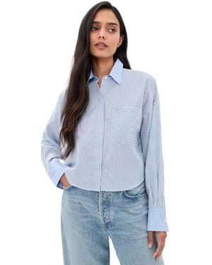 Rag & Bone Marin Multi Stripe Poplin Shirt - Blue