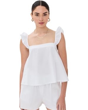 Le Bos Claire Ruffle Strap Top - White