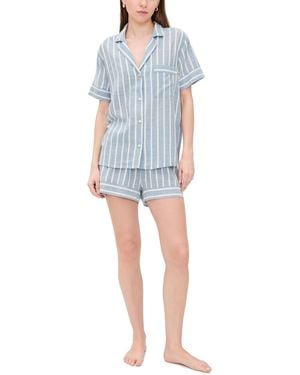 Eberjey Nautico Shortie Pajama Set - Black