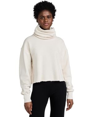 Les Tien Corey Crop Cowl Neck Sweatshirt - White