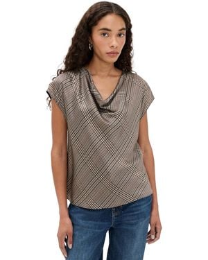 Vince Pressed Plaid Blouse - Black