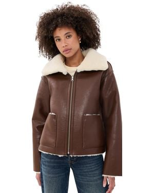 Z Supply Jensen Faux Leather Bomber Jacket - Brown
