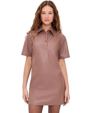 Le Bos Solene Faux Leather Polo Dress - Red