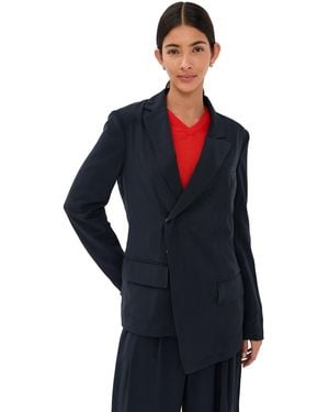 Tibi Relaxed Suiting Assymetrical Wrap Blazer - Blue
