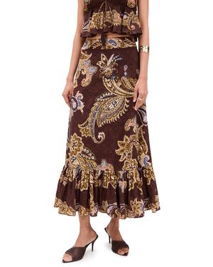 Hemant & Nandita A-Line Ankle Length Skirt - Brown