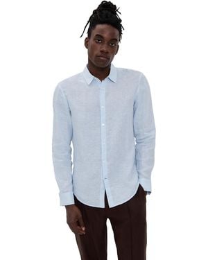 Club Monaco Italian Linen Striped Shirt - White