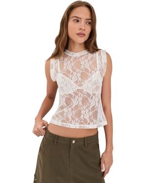 Le Bos Ella Lace Tank Top - White