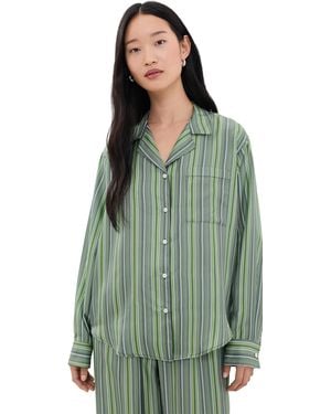 Comme Si Long Sleeve Notched Collar Shirt - Green