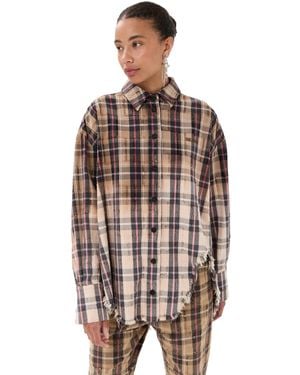 The Attico Button Down Flannel Shirt - Multicolor