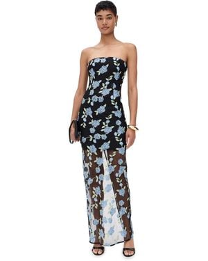 ROTATE BIRGER CHRISTENSEN Flower Mesh Tube Dress - Black