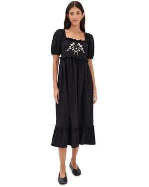 Another Girl Embroidered Puff Sleeve Maxi Dress - Black