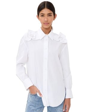 AKNVAS Flor Cotton Poplin Button Down - White