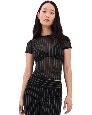 Alice + Olivia Tess Embellished Crew Tee - Black