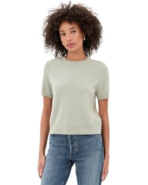 Vince Relaxed Short Sleeve Sweater - White