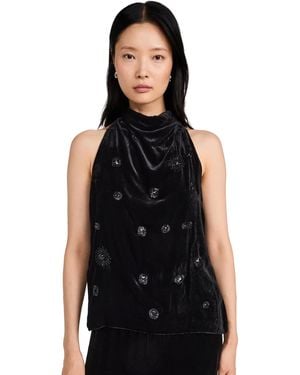 La Ligne Cowl Neck Velvet Tunic - Black