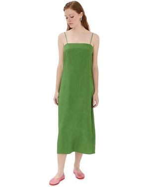Tibi Summer Acetate Crinkle Slip Dress - Green