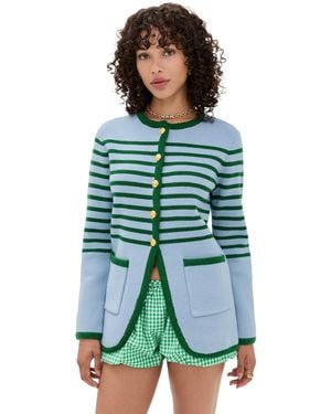 English Factory Knit Striped Sweater Cardigan - Green