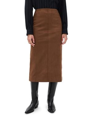 English Factory Faux Suede Midi Skirt - Black