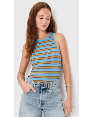 Ganni Ombre Striped Cotton Smock Tie Top in White | Lyst