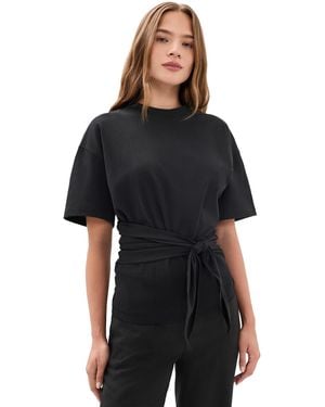 St. Agni Cotton Jersey Split Back Tee - Black