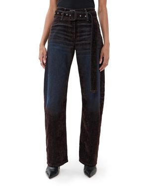 Acne Studios Denim Used Flock Loose Fit Pants - Blue