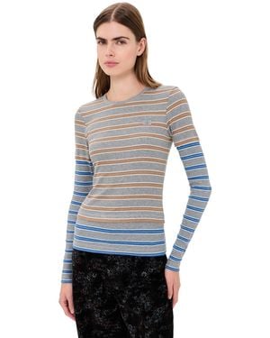 Ganni Soft Cotton Rib Long Sleeve Double Layer Tee - Black