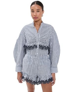 Kika Vargas Momoyo Stripes Cotton Top - Blue