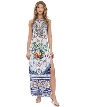 CAMILLA High Neck Long Dress - White