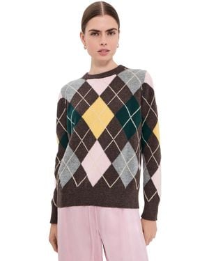 &Daughter The Ava Argyle Crewneck - Black