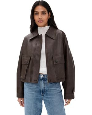 Pixie Market Patch Pocket Faux Leather Jacket - Black