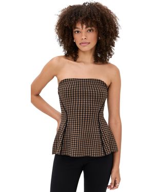 Le Bos Gingham Strapless Peplum Top - Black