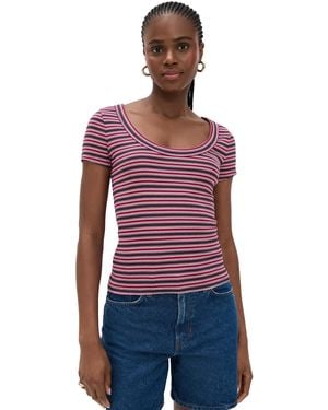 Madewell Regenerative Cotton Ribbed Scoop Neck Tee - Red