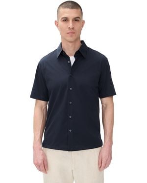 Theory Structure Knit Irving Short Sleeve Shirt - Blue