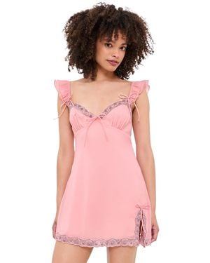 For Love & Lemons Bella Sparkle Slip Dress - Pink