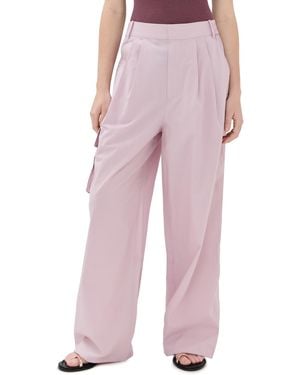 Tibi Vintage Cotton Wide Leg Pull On Cargo Pants - Pink