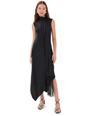 Acne Studios Viscose Soft Satin Tunic Dress - Black