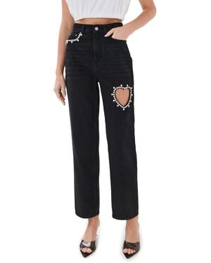Area Crystal Heart Jeans - Black