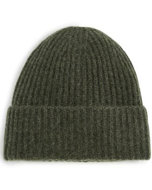 White + Warren Cashmere Luxe Ribbed Beanie - Green