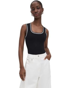 Le Bos Ringer Square Neck Tank Bodysuit - Black