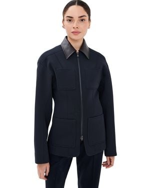 Tibi Bonded Twill Sculpted Workmens Jacket - Blue