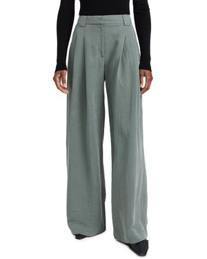 St. Agni Wide Leg Pleat Pants - Black